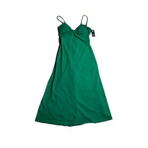 Guess sz 8 or MEDIUM maxi dress adjustable spaghetti straps emerald green nwt